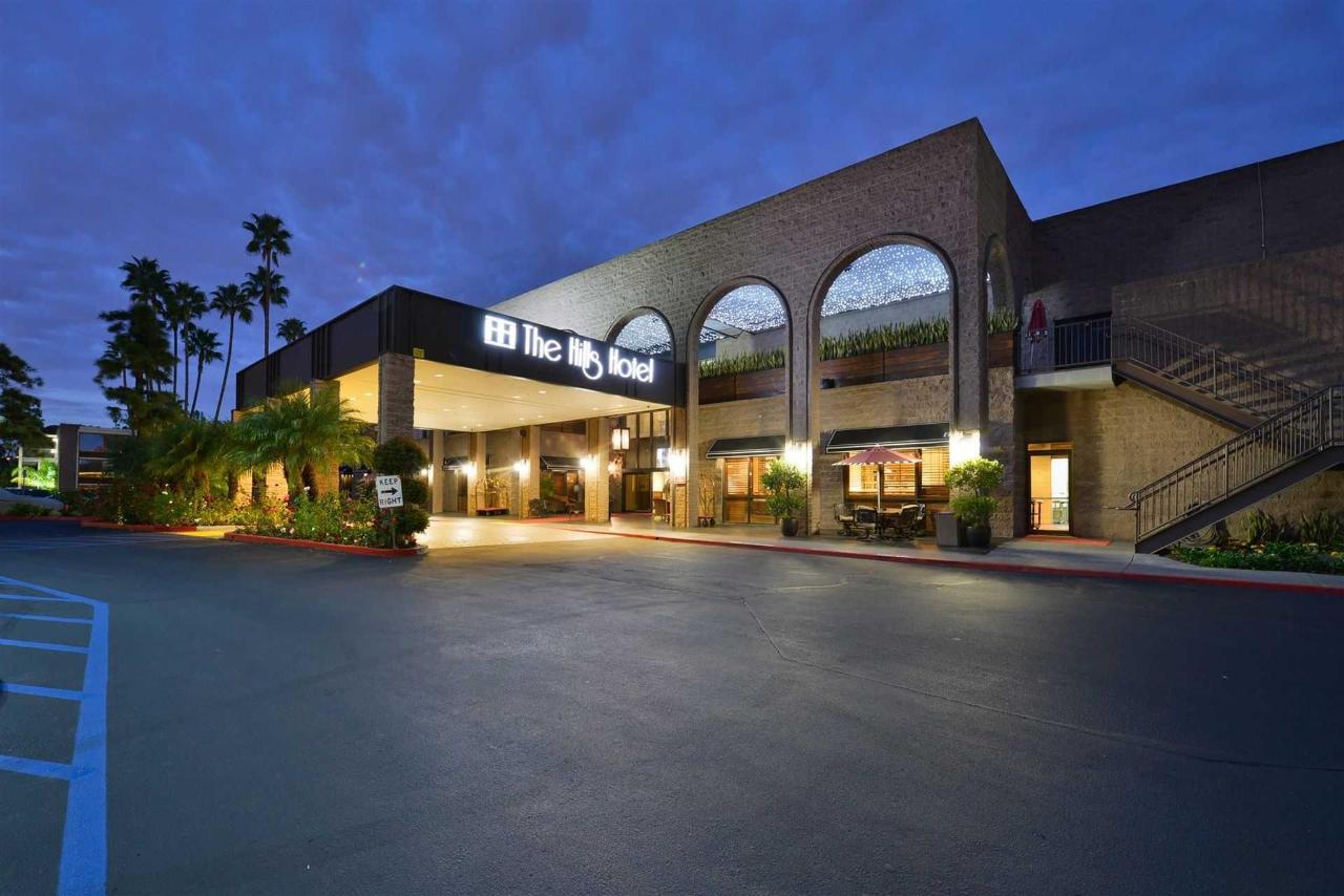 exterior of hotel at night