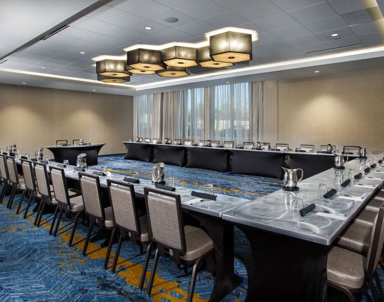 Conference Room with tables and chairs set for a meeting