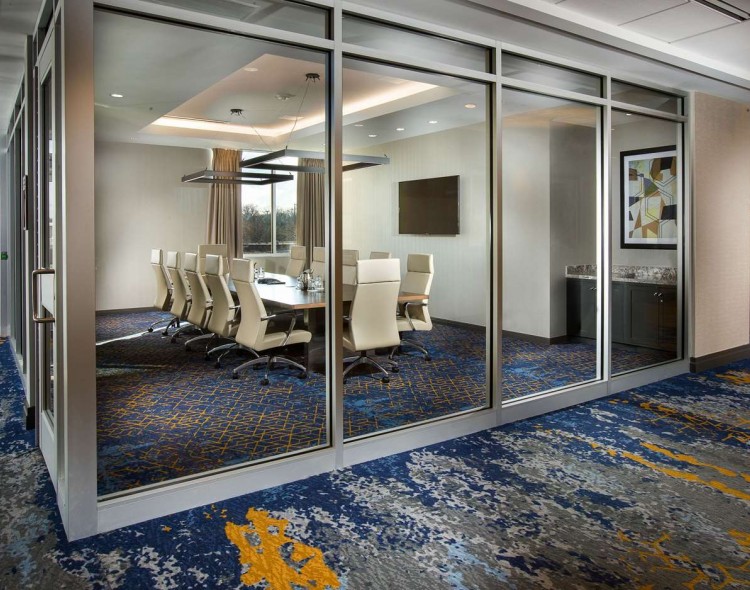 Boardroom in a glass encased room