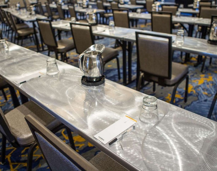 Conference Room with tables lined up in rows