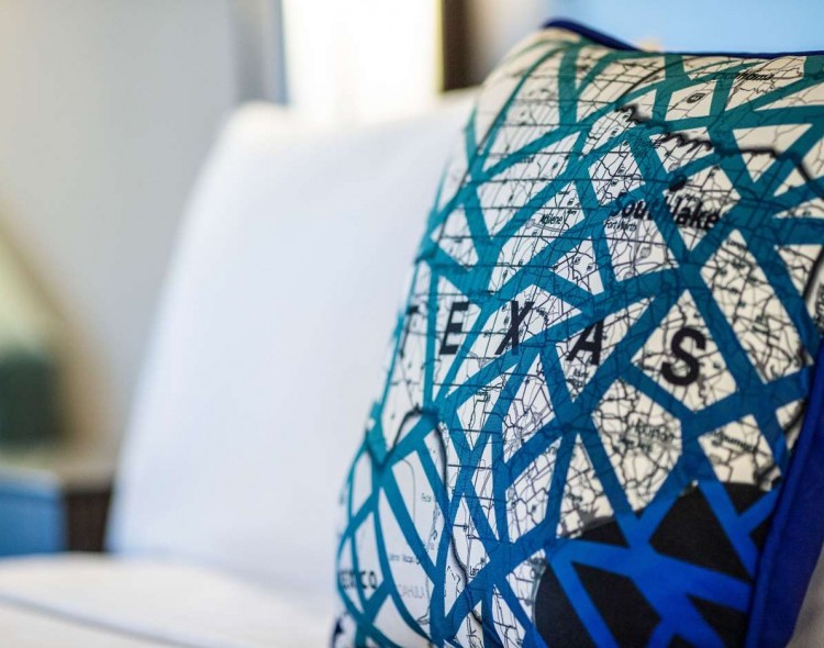 Artistically appointed guest room