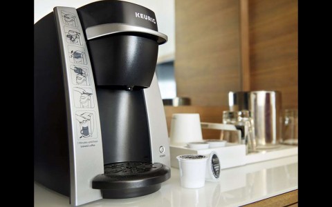 coffee maker in guest room