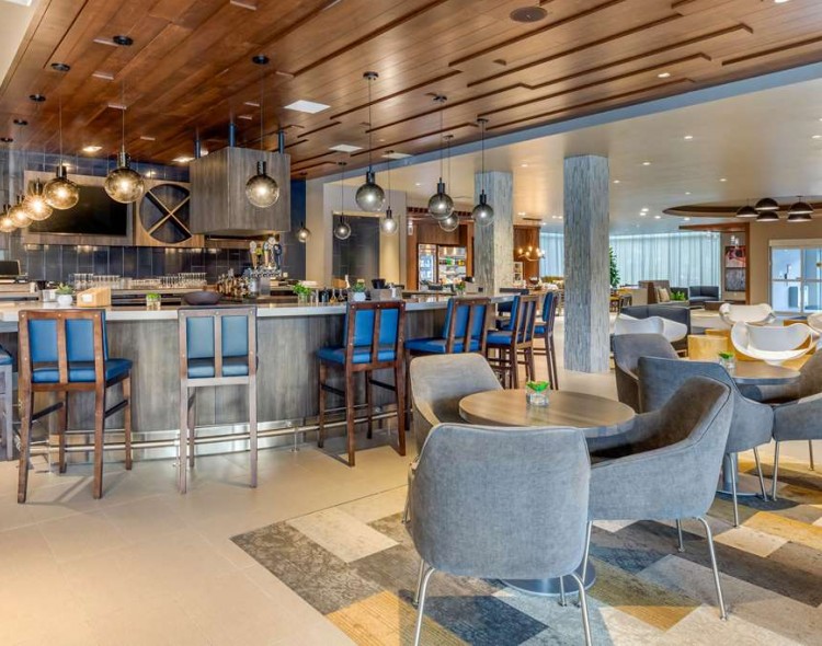 hotel bar with lounge seating area