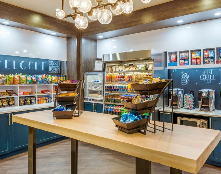 Hotel marketplace with snacks and drinks