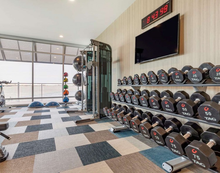 Fitness center with television