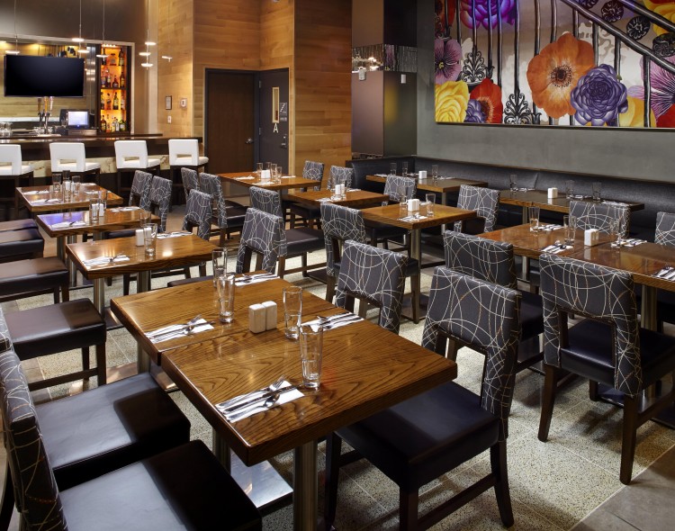 hotel restaurant with tables and chairs