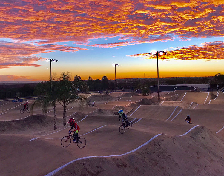 bmx supercross track during sunset