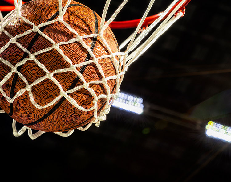 basket ball in a net