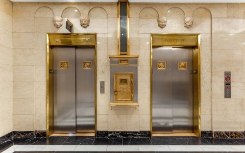 two lobby elevators