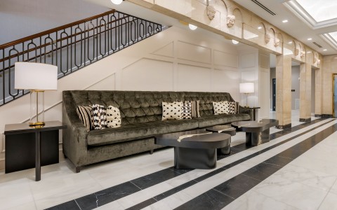 long sofa in lobby