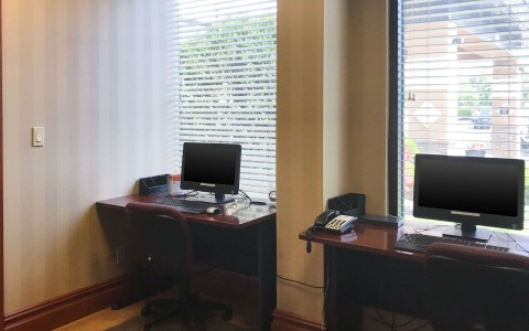 Business center with two computers