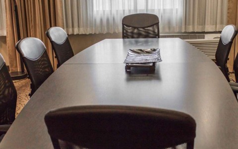 Business center with long conference table