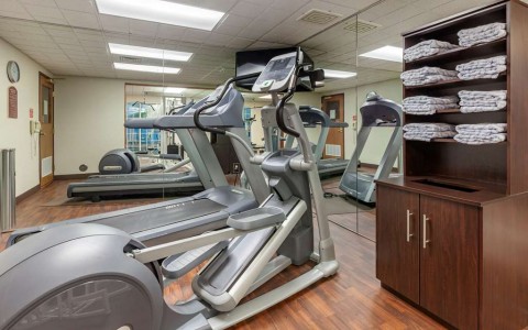 the fitness center with treadmills