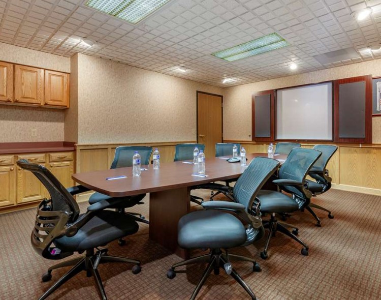 a small boardroom set for a meeting