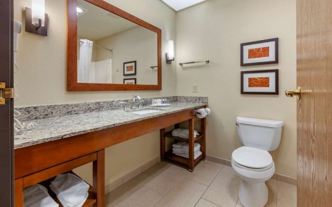 the bathroom inside of a guest room