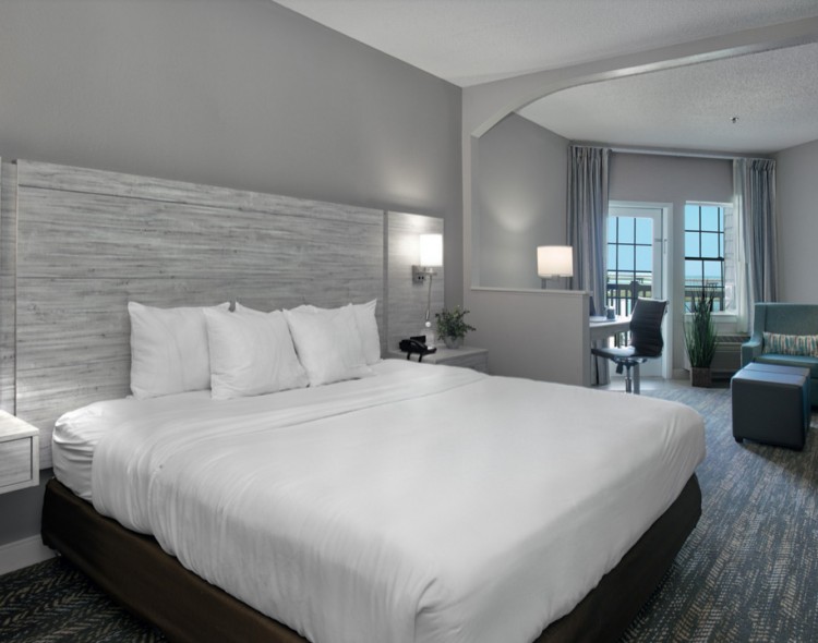 corner view of a king accommodation bedroom