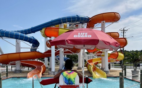 water park and a life guard sited 