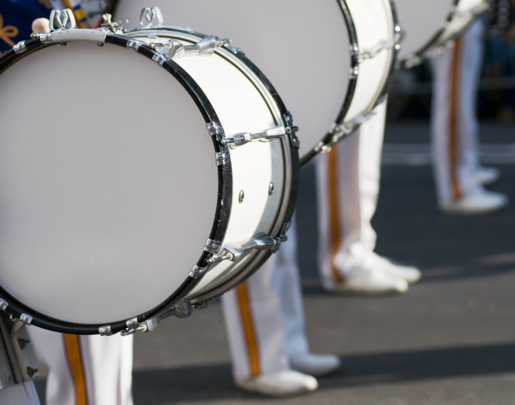 band marching in streets