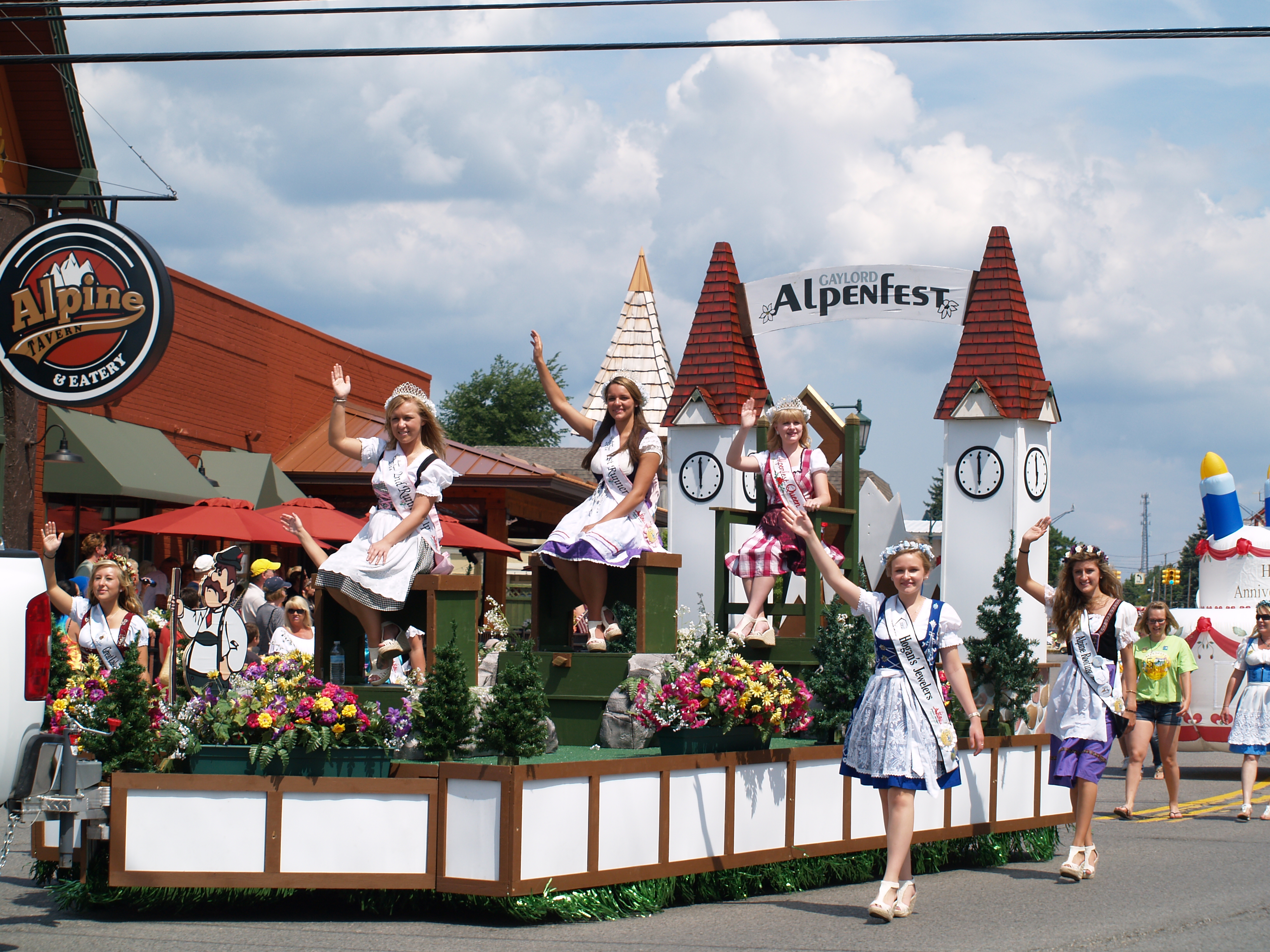 woman on a float dressed in traditional german attire