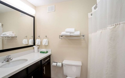 bathroom with vanity in guest room