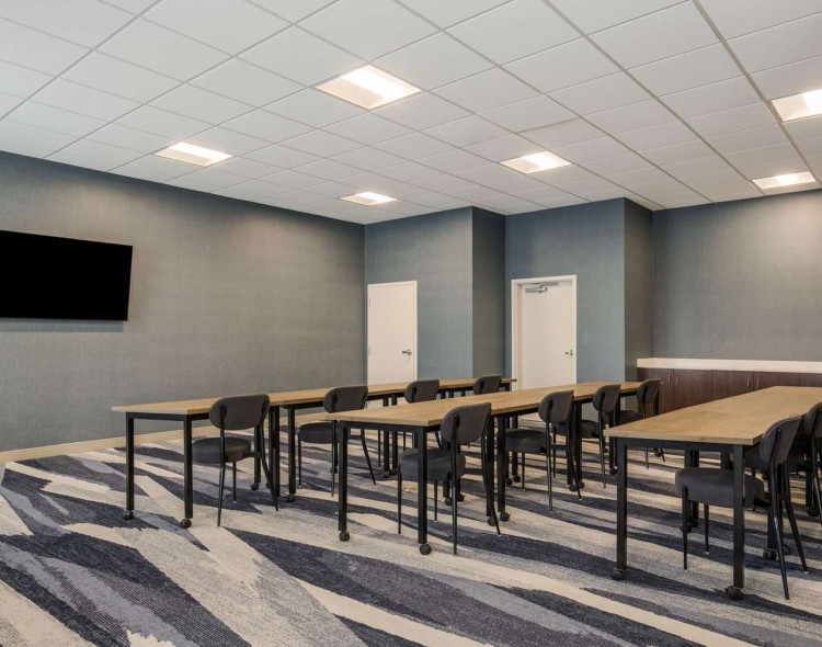 Banquet meeting room with audiovisual equipment