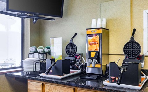 breakfast station with waffle maker