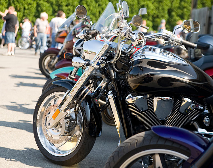 motorcycles lined up outside