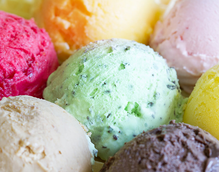colorful scoops of ice cream