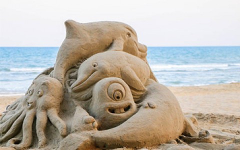 close up image of a detailed sand castle