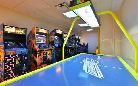 air hockey table and arcade games
