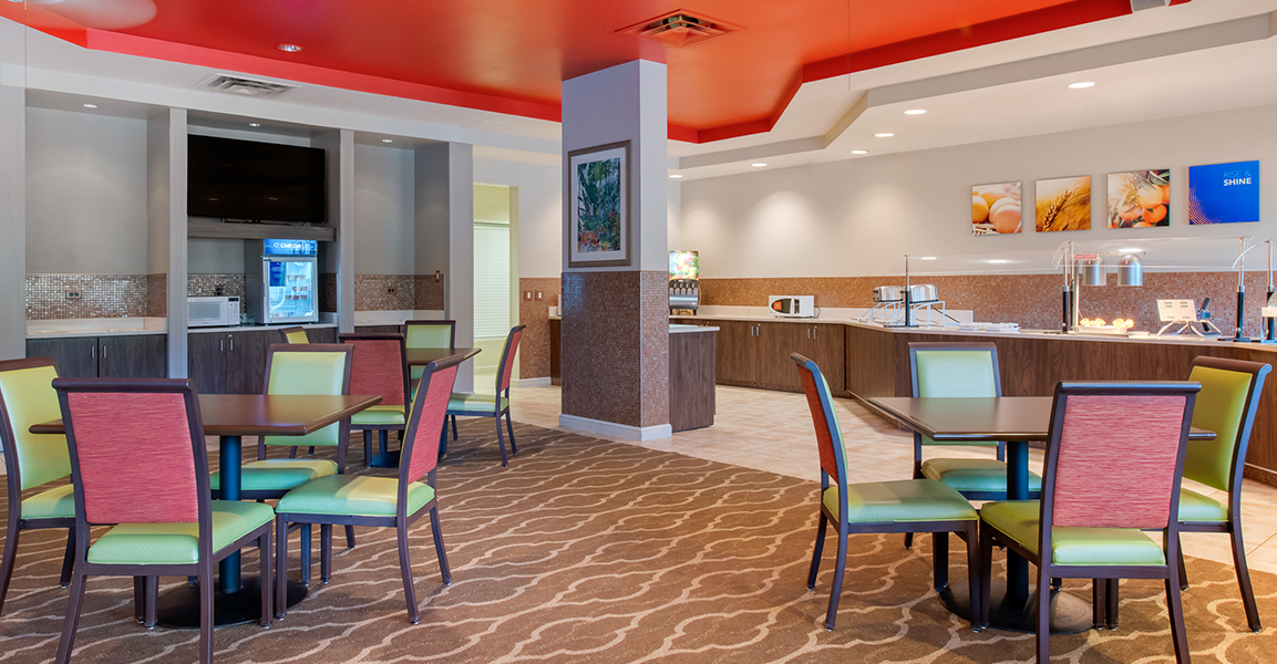 breakfast buffet area of hotel