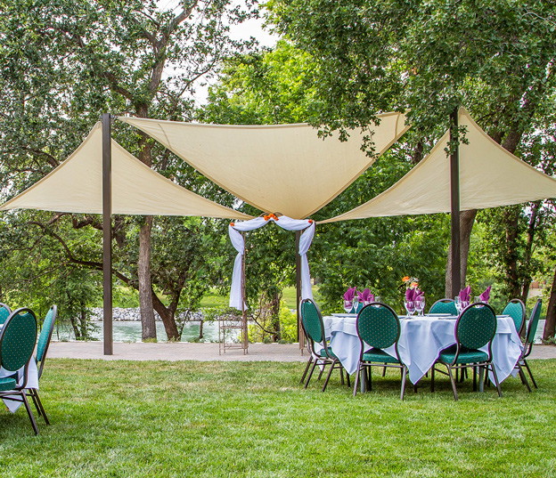 event set up at the wedding garden