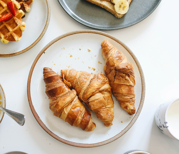 view of plate with three croissants 