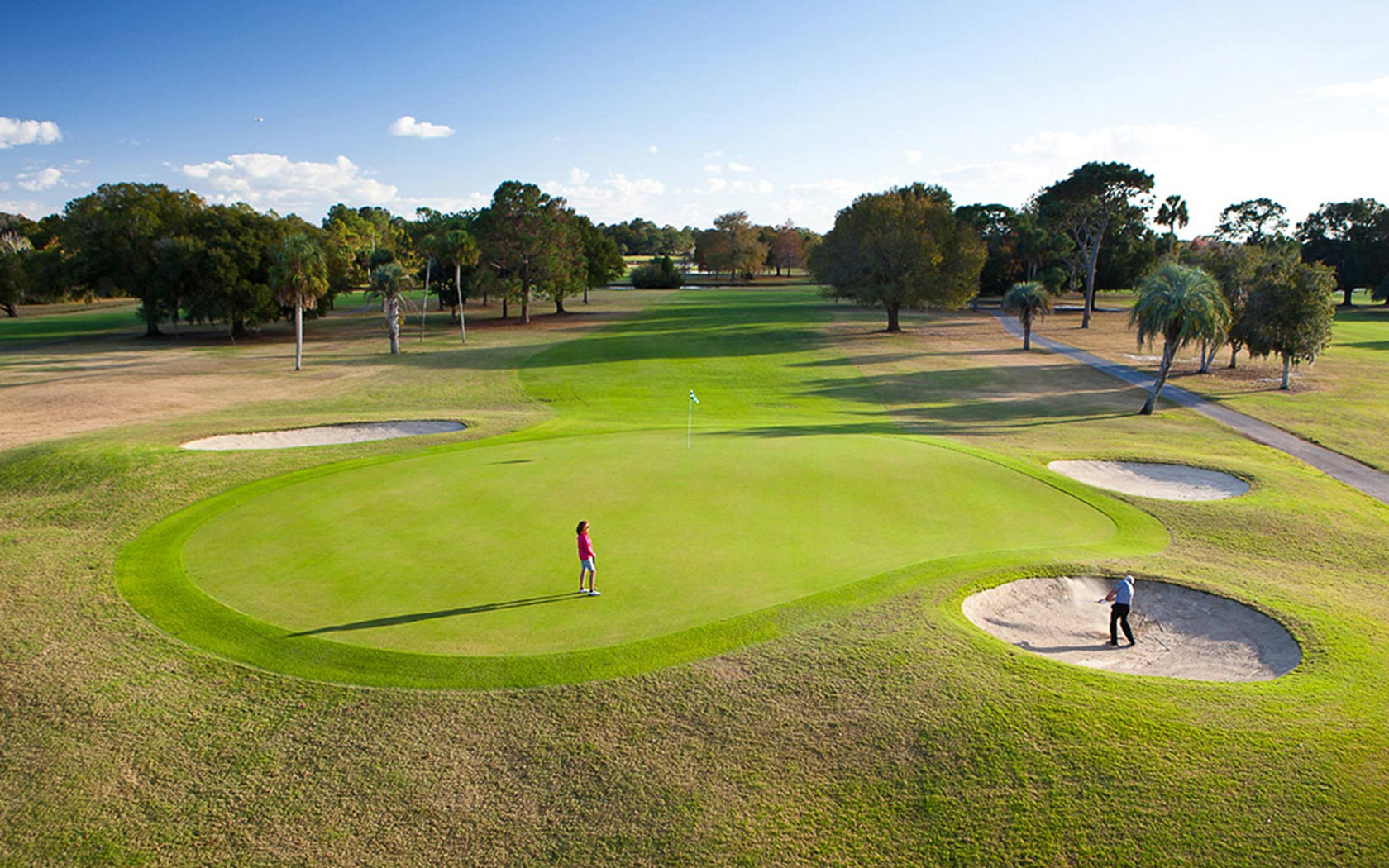 panoramic view of a hole within golf course 