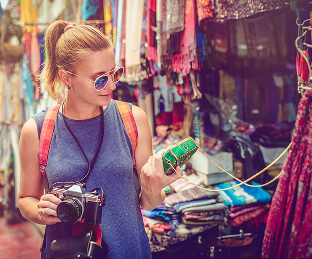 woman in a city market
