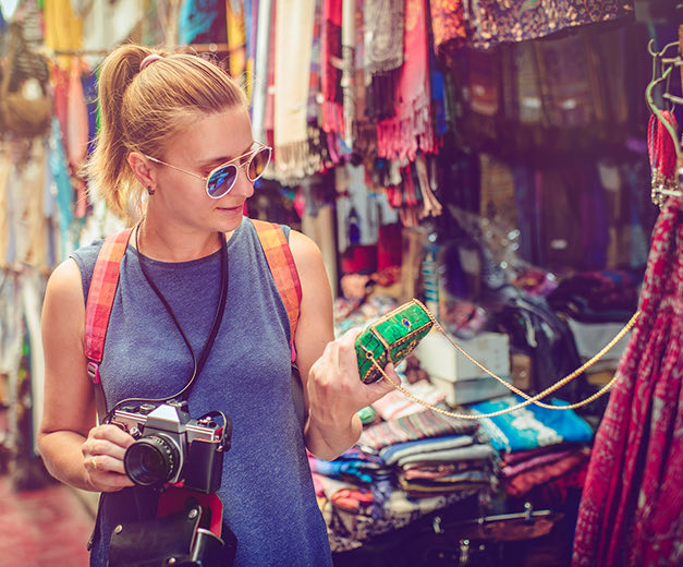 woman in a city market