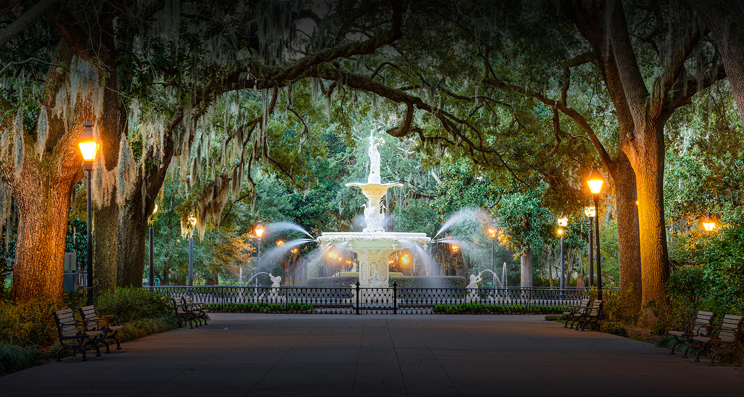 view of fountain and willow trees