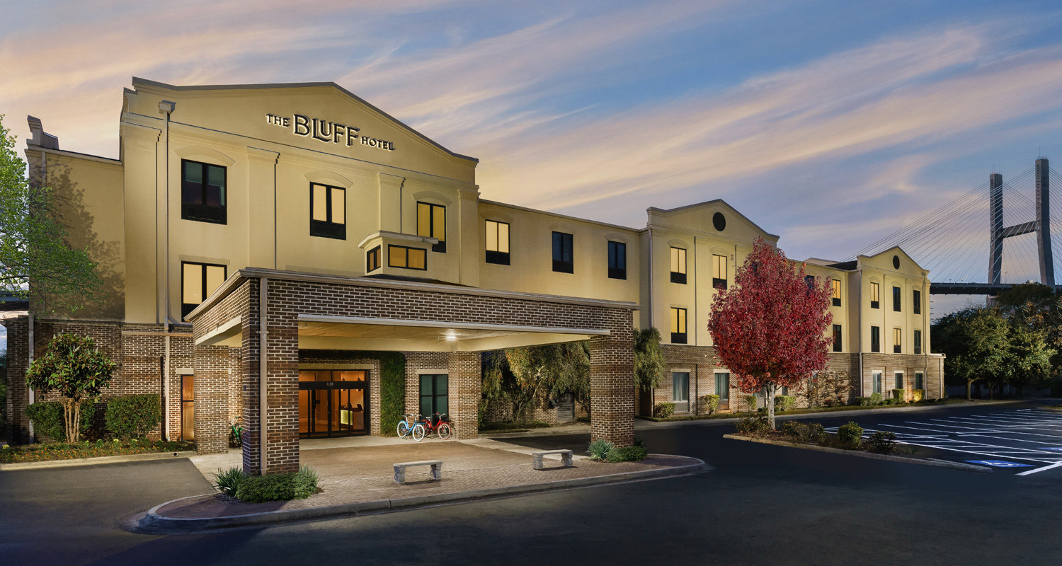 thebluff hotel exterior sunset