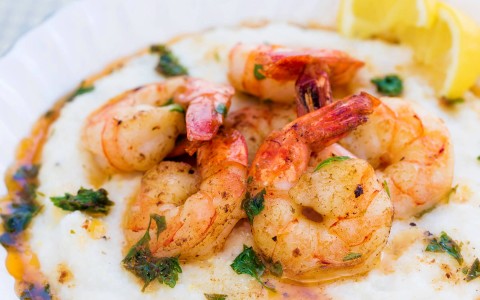 close view shrimps served on a gourmet dish