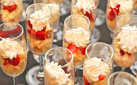 view of desserts served in glasses